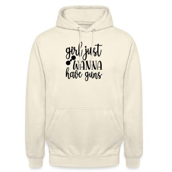 20 filles veulent juste avoir des armes à feu - Sweat-shirt à capuche unisexe - vanille - Devant - Alina (178cm) & Michal (187cm)