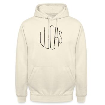 Lucas - Unisex Hoodie - Vanille-Milchshake - Vorne - Alina (178cm) & Michal (187cm)