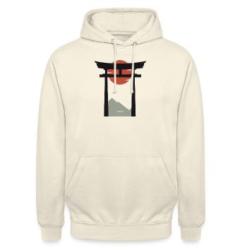 Porte japonaise d’Osaka - Sweat-shirt à capuche unisexe - vanille - Devant - Alina (178cm) & Michal (187cm)