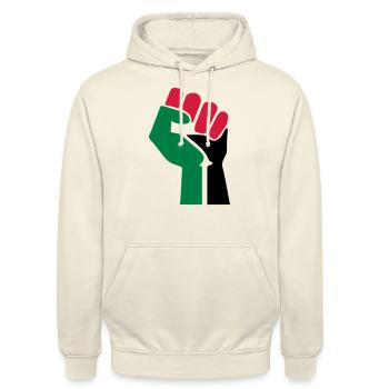 Zeichnen der palästinensischen Symbolflagge Paläst - Unisex Hoodie - Vanille-Milchshake - Vorne - Alina (178cm) & Michal (187cm)