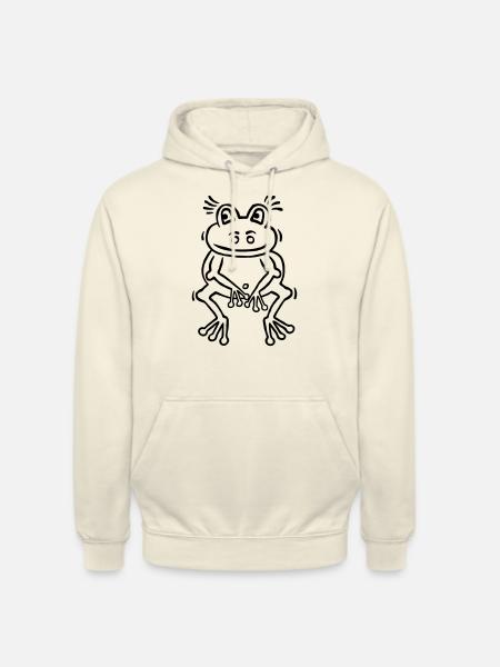 Funny frog in thinker attitude - Unisex Hoodie - vanilla