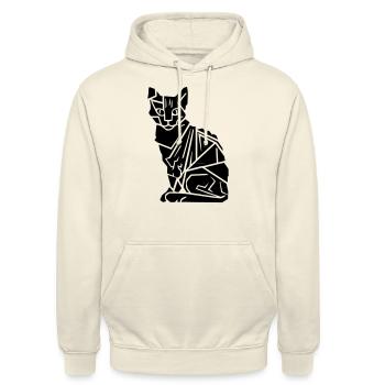 Katze aus geometrischen Formen - Unisex Hoodie - Vanille-Milchshake - Vorne - Alina (178cm) & Michal (187cm)