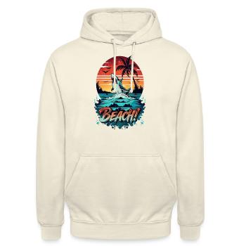 Attaque de plage – Saut de requin au coucher du soleil - Sweat-shirt à capuche unisexe - vanille - Devant - Alina (178cm) & Michal (187cm)