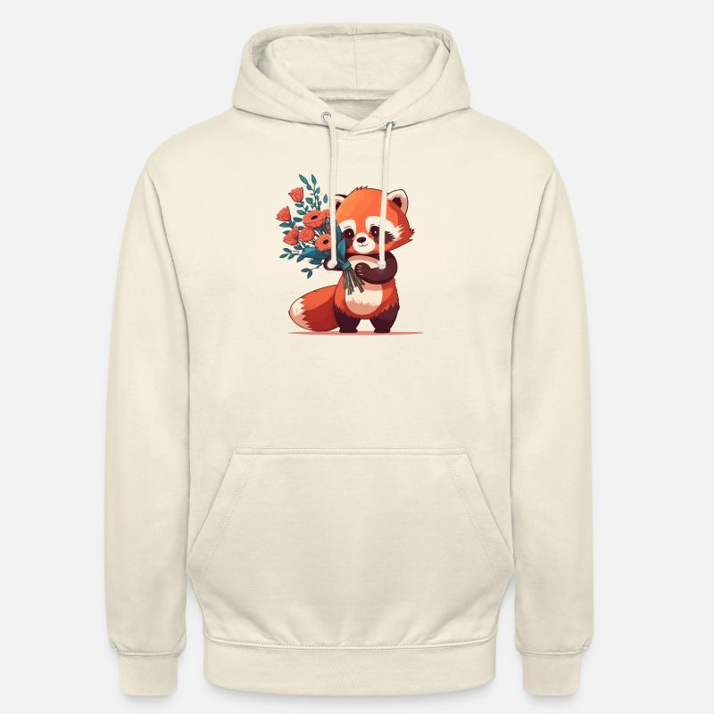 Panda roux à fleurs - Sweat-shirt à capuche unisexe - vanille