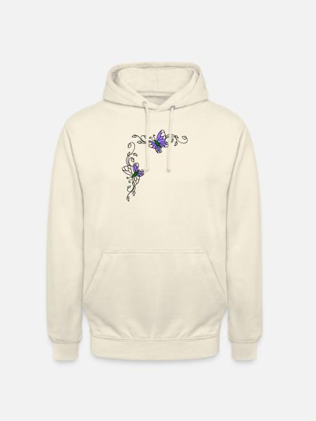 Butterflies with flower tendrils - Unisex Hoodie - vanilla