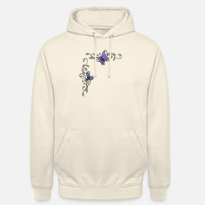 Papillons avec vrilles florales - Sweat-shirt à capuche unisexe - vanille