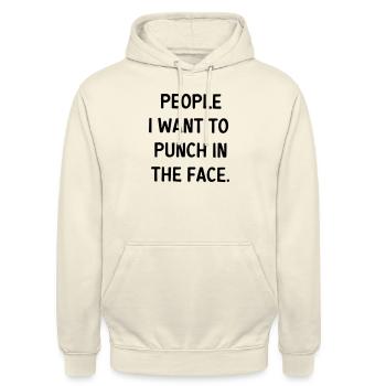Leuten, denen ich am liebsten ins Gesicht schlagen würde - Unisex Hoodie - Vanille-Milchshake - Vorne - Alina (178cm) & Michal (187cm)