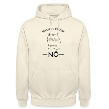 Bevor Du Fragst Nö - Katze Spruch - Unisex Hoodie - Vanille-Milchshake - Vorne - Alina (178cm) & Michal (187cm)
