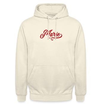 Marie - Vorname - Unisex Hoodie - Vanille-Milchshake - Vorne - Alina (178cm) & Michal (187cm)