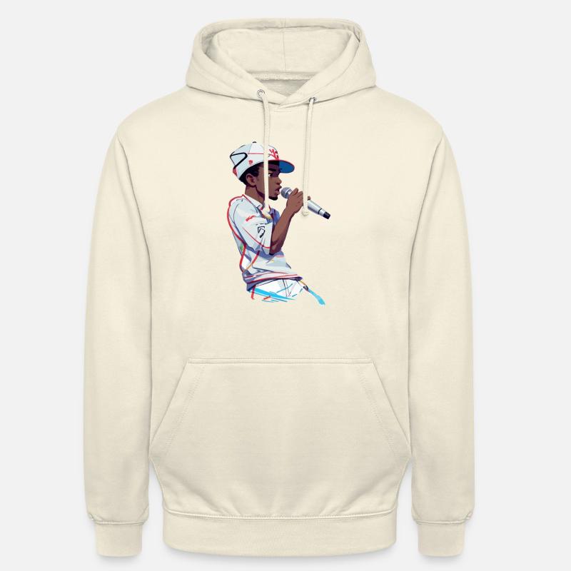 Schwarzer Rapper hält ein Mikrofon in der Hand - Unisex Hoodie - Vanille-Milchshake