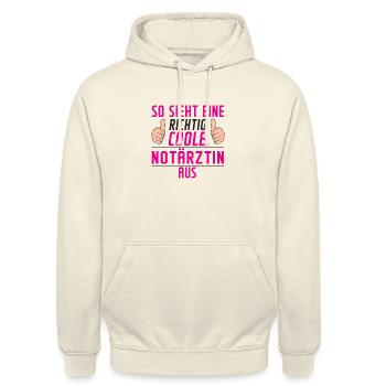 Notärztin | lustig | | Ärztin | Humor - Unisex Hoodie - Vanille-Milchshake - Vorne - Alina (178cm) & Michal (187cm)