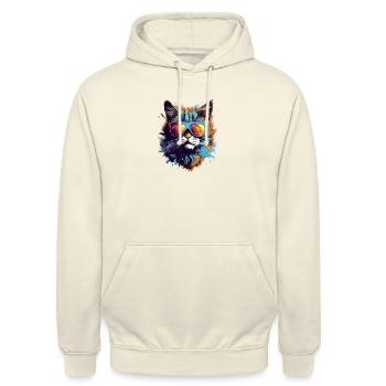 lustige Katze - Unisex Hoodie - Vanille-Milchshake - Vorne - Alina (178cm) & Michal (187cm)
