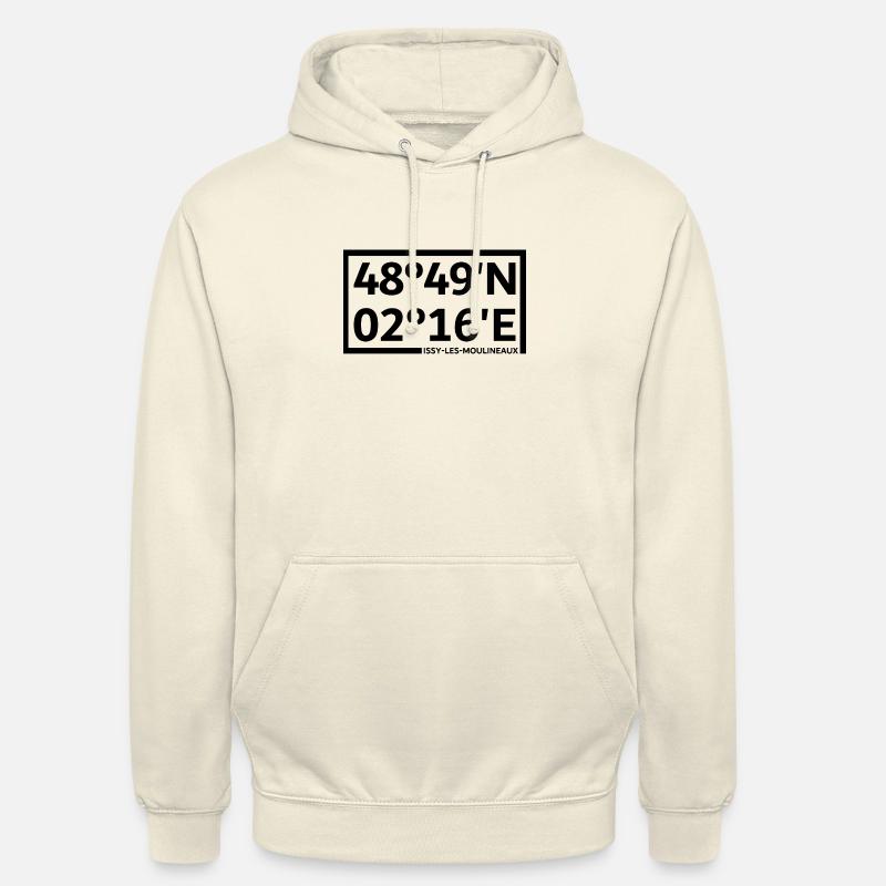 Coordonnées d’Issy-les-Moulineaux - Sweat-shirt à capuche unisexe - vanille