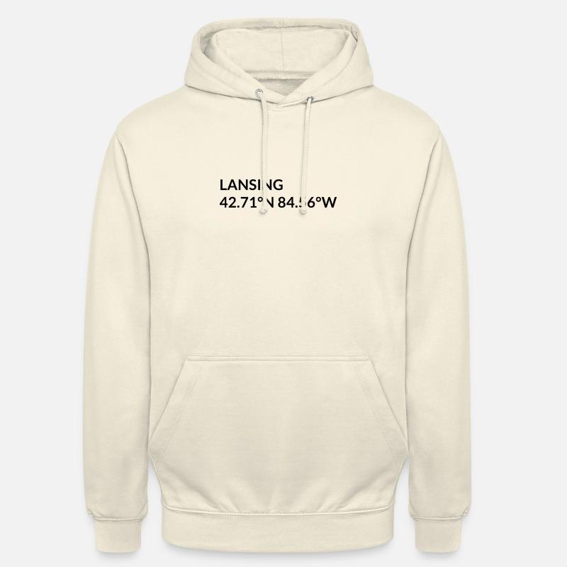 Lansing, Michigan, États-Unis Coordonnées - Sweat-shirt à capuche unisexe - vanille