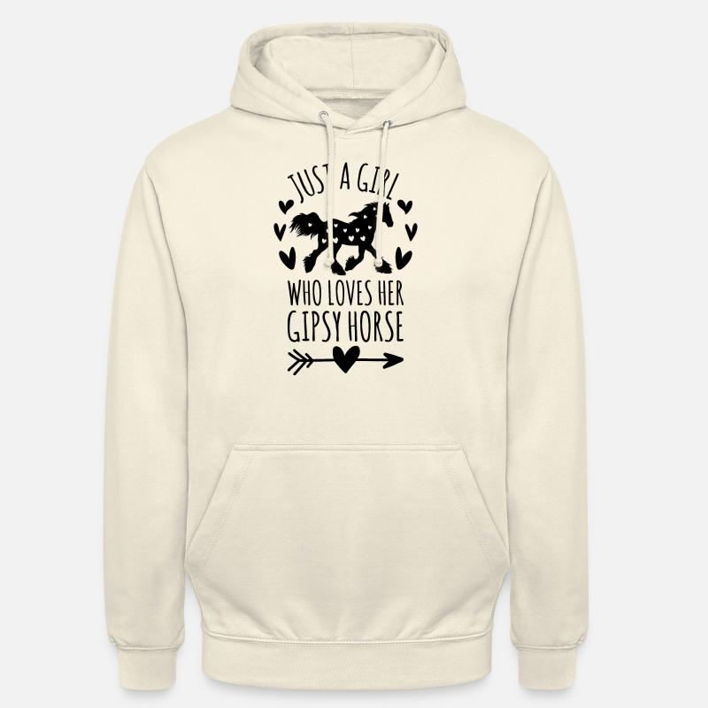 Juste une fille qui aime son cheval gitan Tinker - Sweat-shirt à capuche unisexe - vanille