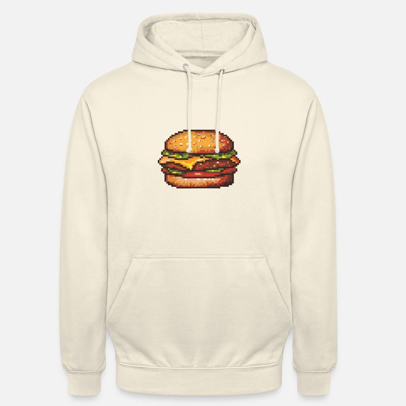 Icône Burger Pixel - Sweat-shirt à capuche unisexe - vanille