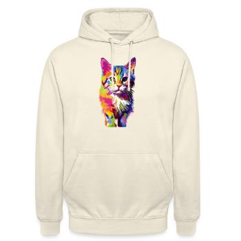 Playful colorful cat - Unisex Hoodie - vanilla - Front - Alina (178cm) & Michal (187cm)