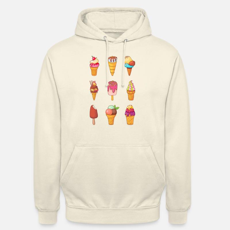 Crème glacée, crème glacée, crème glacée, crème glacée, boule, crème glacée, sundae - Sweat-shirt à capuche unisexe - vanille