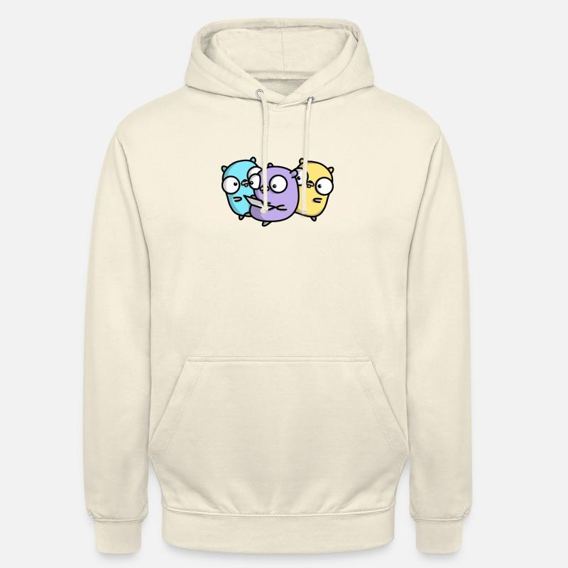 Drei niedliche Gopher beim Pair Programming - Unisex Hoodie - Vanille-Milchshake