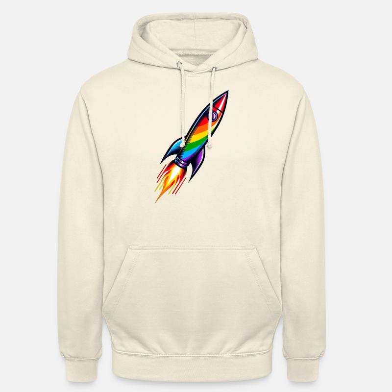 Fusée arc-en-ciel | Lancement d’une fusée - Sweat-shirt à capuche unisexe - vanille