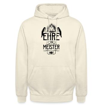 Pen and paper Ehre den Meister - Unisex Hoodie - Vanille-Milchshake - Vorne - Alina (178cm) & Michal (187cm)
