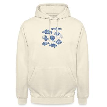 Pêche aux compliments - Sweat-shirt à capuche unisexe - vanille - Devant - Alina (178cm) & Michal (187cm)