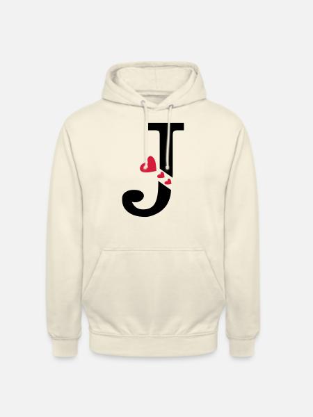 Großbuchstabe J mit Herzen - Unisex Hoodie - Vanille-Milchshake