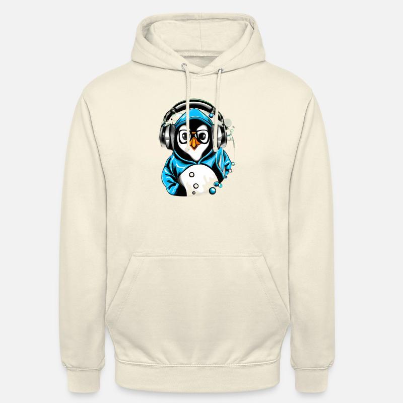 Pingouin avec pull bleu - Sweat-shirt à capuche unisexe - vanille