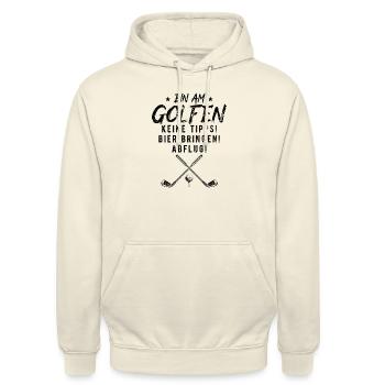 Bin Am Golfen Lustig Golfer - Unisex Hoodie - Vanille-Milchshake - Vorne - Alina (178cm) & Michal (187cm)