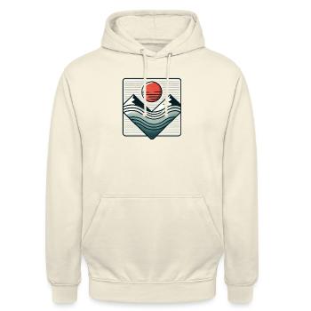 Sonne, Berge, Meer - Unisex Hoodie - Vanille-Milchshake - Vorne - Alina (178cm) & Michal (187cm)