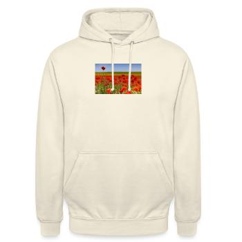 Champ de coquelicots - Sweat-shirt à capuche unisexe - vanille - Devant - Alina (178cm) & Michal (187cm)