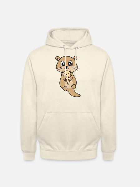Mère et bébé loutre mignon - Sweat-shirt à capuche unisexe - vanille