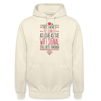 WLAN - Vous n’avez à nettoyer que lorsque le WLAN... - Sweat-shirt à capuche unisexe - vanille - Devant - Alina (178cm) & Michal (187cm)