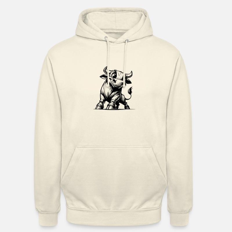 Dessin de taureau au crayon avec des cornes géantes - Sweat-shirt à capuche unisexe - vanille