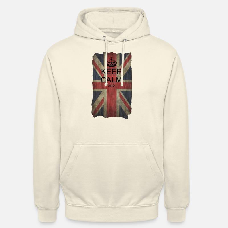 Keep Calm auf Union Jack + dein Text - Unisex Hoodie - vanilla