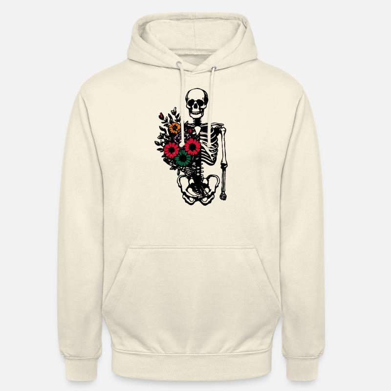 Squelette fleuri - squelette fleurs - Sweat-shirt à capuche unisexe - vanille