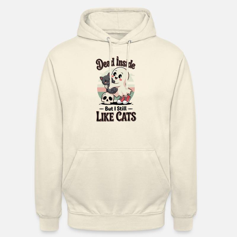 Dead Inside Cat Ghost Halloween Saying - Unisex Hoodie - vanilla