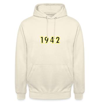 1942 Year Birthday - Unisex Hoodie - vanilla - Front - Alina (178cm) & Michal (187cm)