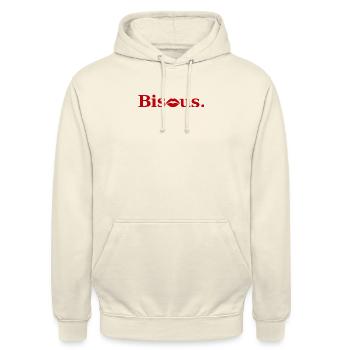 bisous lèvres rouges - Sweat-shirt à capuche unisexe - vanille - Devant - Alina (178cm) & Michal (187cm)