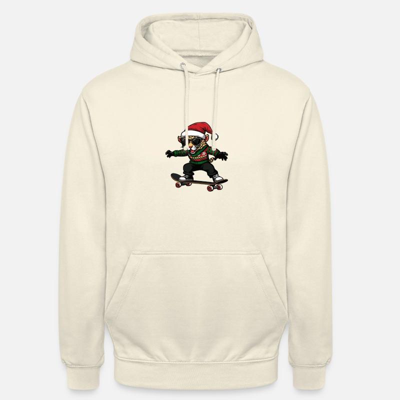 Léopard Noël Drôle - Sweat-shirt à capuche unisexe - vanille
