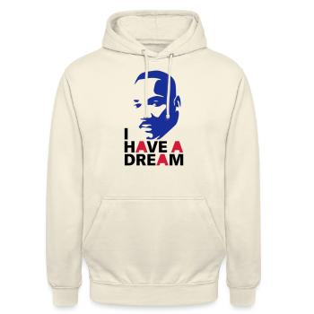 MARTIN LUTHER KING - Sweat-shirt à capuche unisexe - vanille - Devant - Alina (178cm) & Michal (187cm)