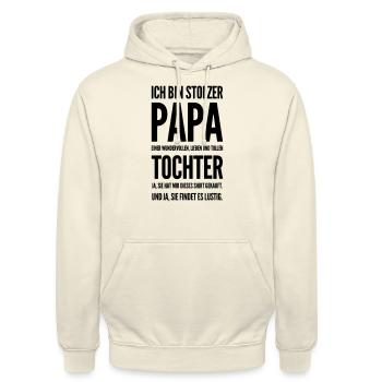 Ich bin stolzer PAPA einer wundervollen TOCHTER - Unisex Hoodie - Vanille-Milchshake - Vorne - Alina (178cm) & Michal (187cm)