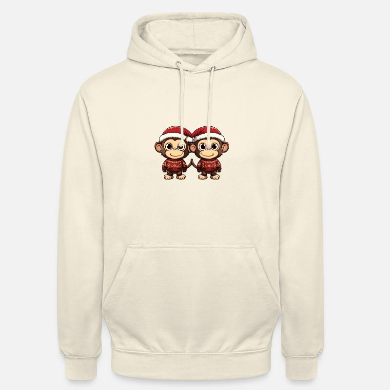 L’équipe de Noël des singes - Sweat-shirt à capuche unisexe - vanille