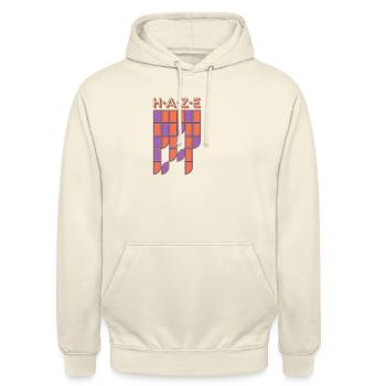 Schriftzug grafisch - Unisex Hoodie - Vanille-Milchshake - Vorne - Alina (178cm) & Michal (187cm)