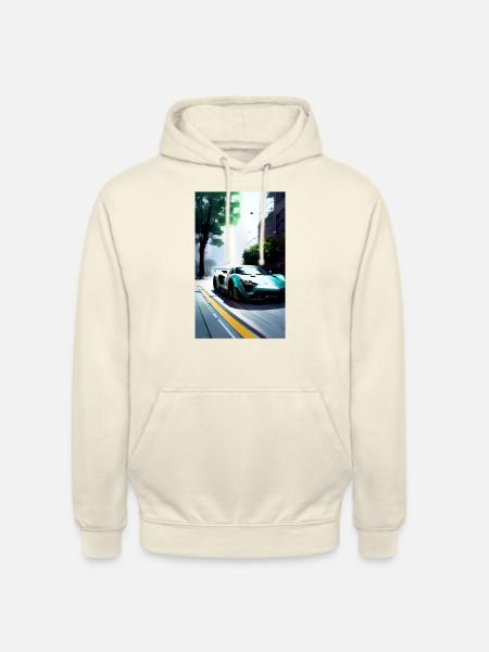 Rennwagen in düsterer Stadtatmosphäre - Unisex Hoodie - Vanille-Milchshake