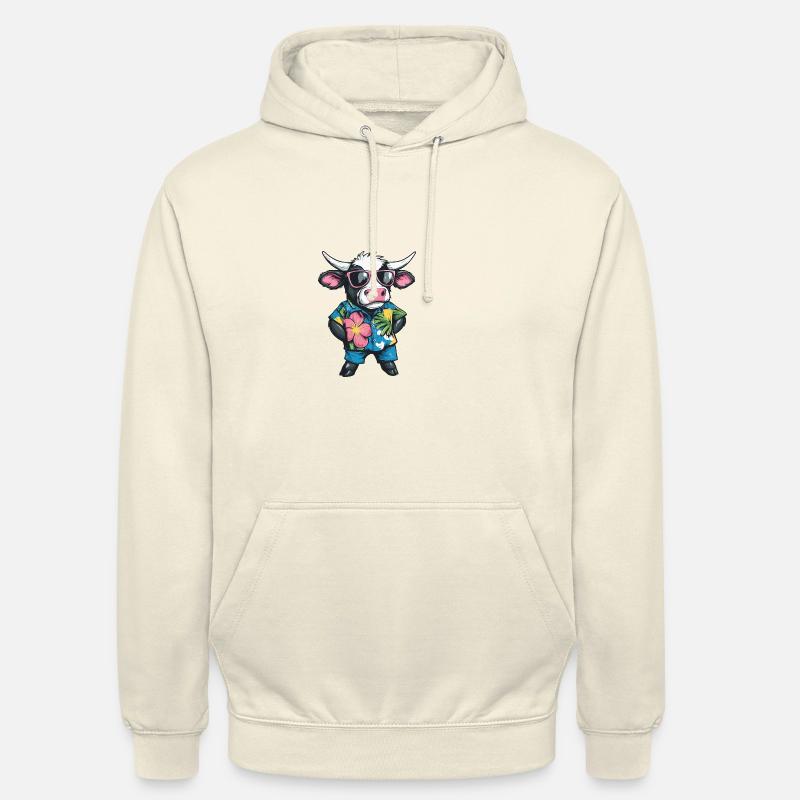 Vache Bande dessinée Vacances - Sweat-shirt à capuche unisexe - vanille