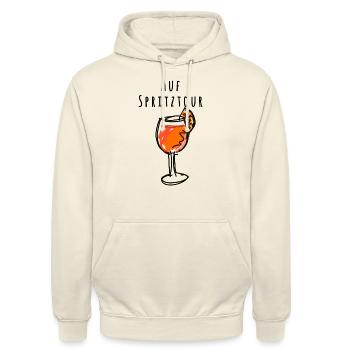 illustration,verre, cocktail,spritz,joyride - Sweat-shirt à capuche unisexe - vanille - Devant - Alina (178cm) & Michal (187cm)