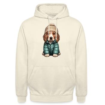 Cocker Spaniel chien tenue d’hiver - Sweat-shirt à capuche unisexe - vanille - Devant - Alina (178cm) & Michal (187cm)