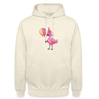 Flamingo Geburtstag Baby - Unisex Hoodie - Vanille-Milchshake - Vorne - Alina (178cm) & Michal (187cm)