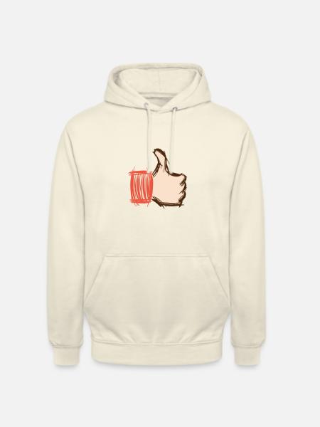 Duimen omhoog, duim omlaag, emoji met de hand getekend - Uniseks hoodie - vanille-milchshake